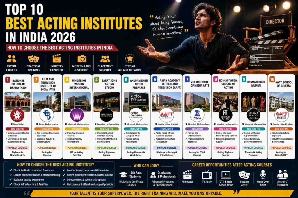 top 10 best acting institutes in india 2026