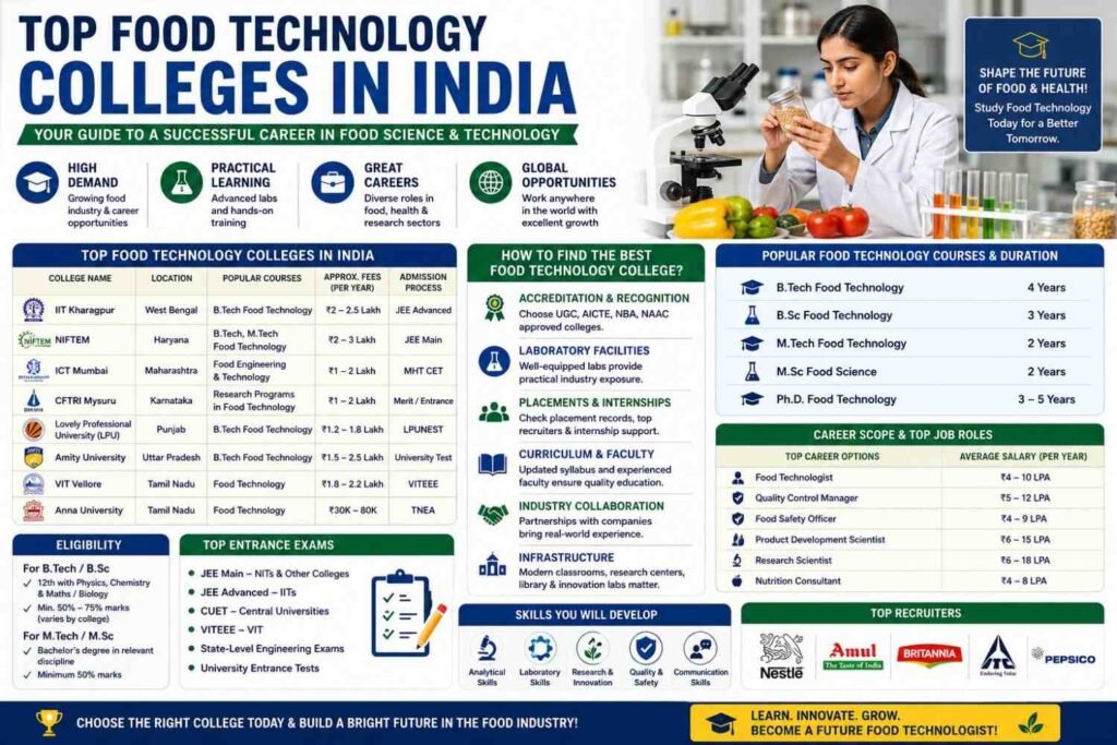 top food technology colleges in india 2026