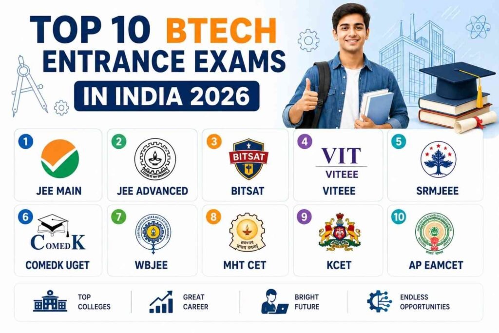 top 10 b tech entrance exams in india 2026